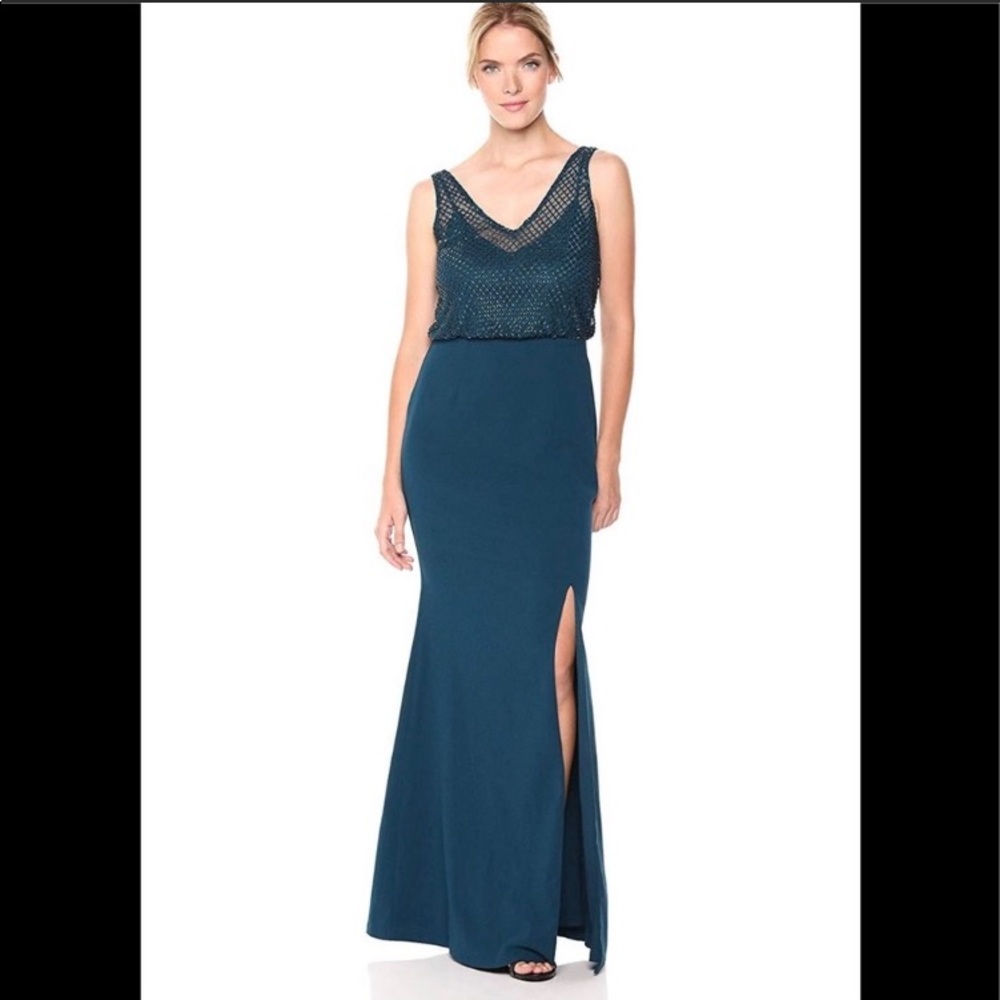 NWT Adriana Papell “Teal Crush” sequin gown